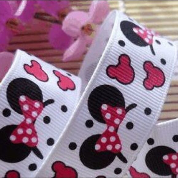 Grosgrain Ribbon 7/8” 5 yards 5/$20 Minnie Mouse ears headband bow polka dots - Picture 3 of 9